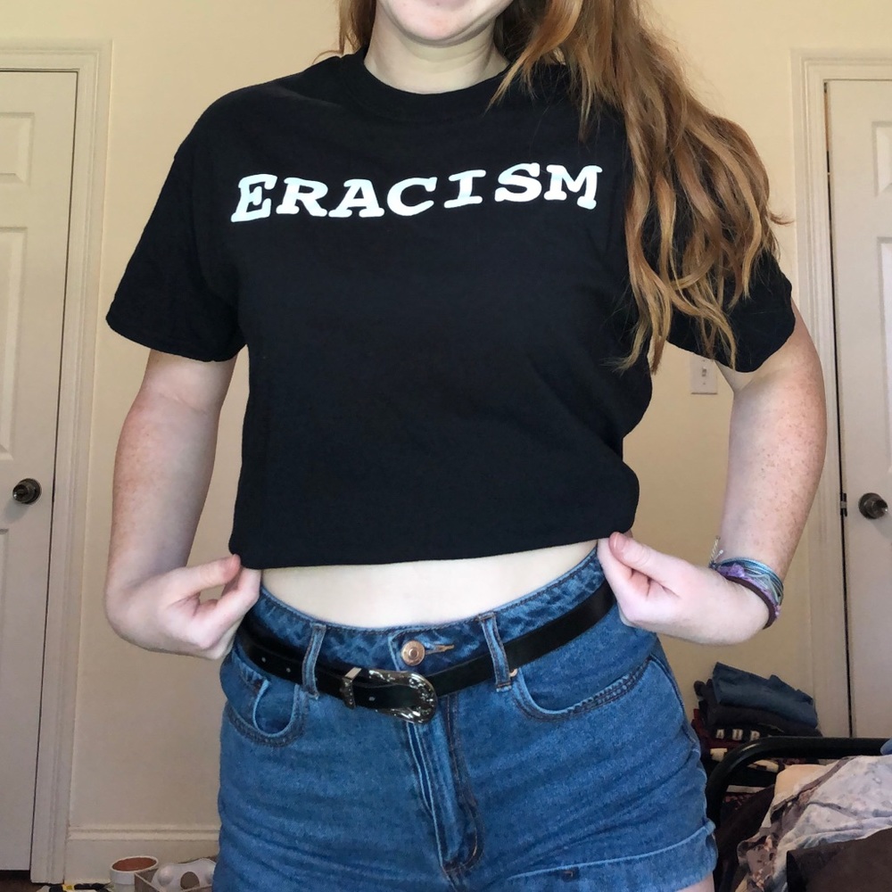 Eracism t-shirt Black with white lettering
